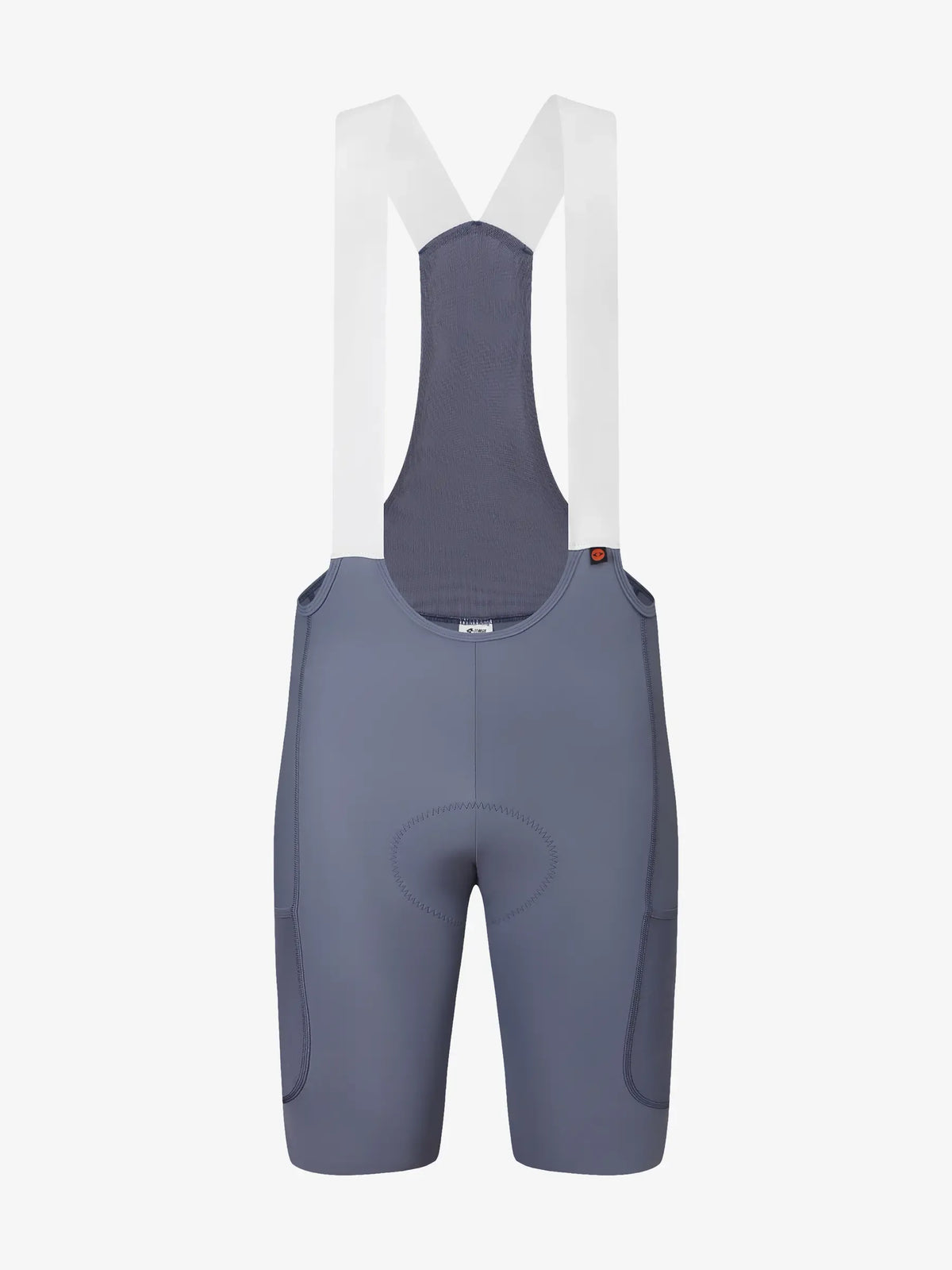 Lameda 21st Anniv. special women’s gray cycling bib shorts with white suspenders and padded elastic interface seat