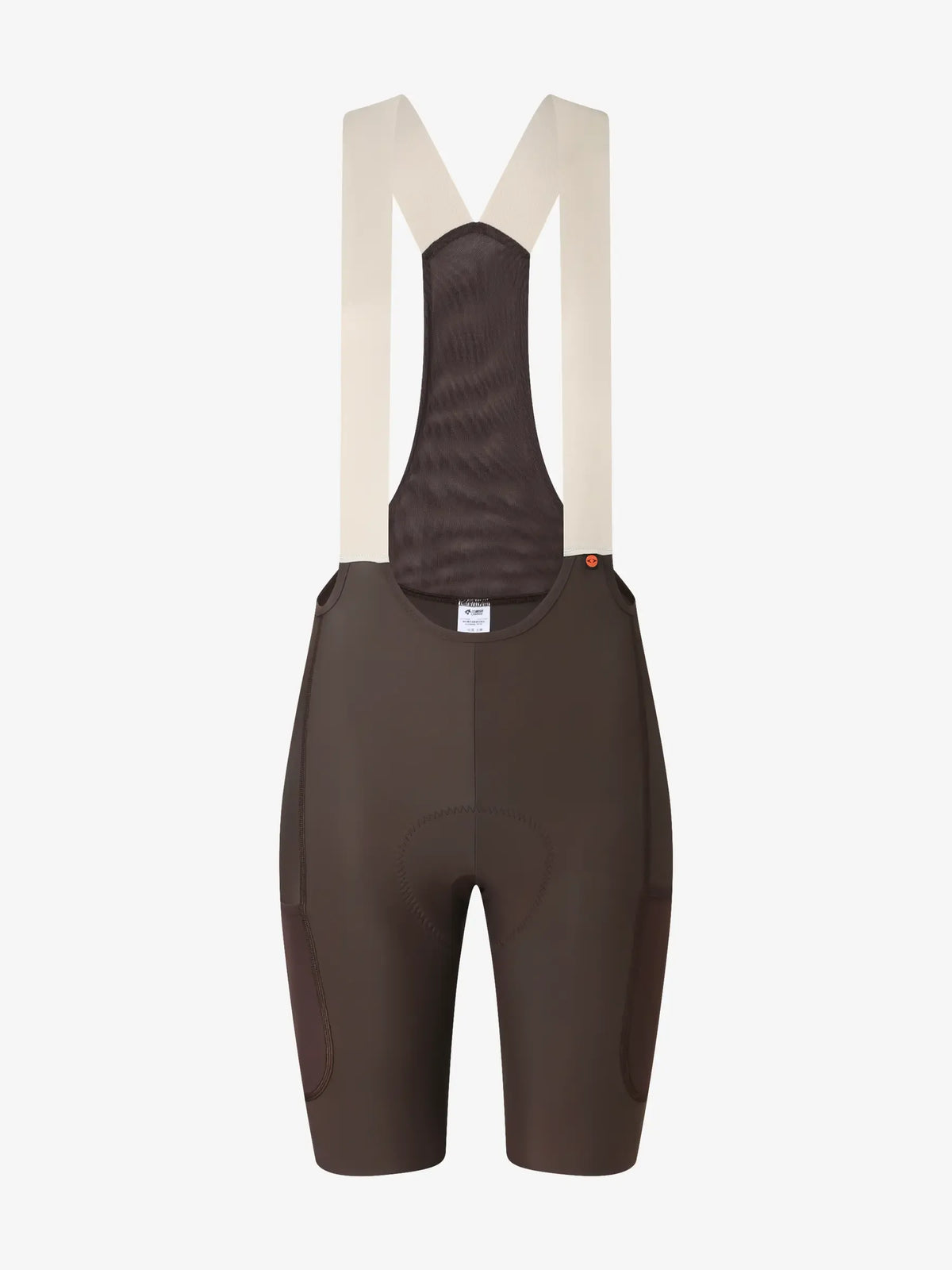 Lameda 21st Anniv special women’s cycling bib shorts in khaki with cream suspenders and padded breathable elastic interface fabric