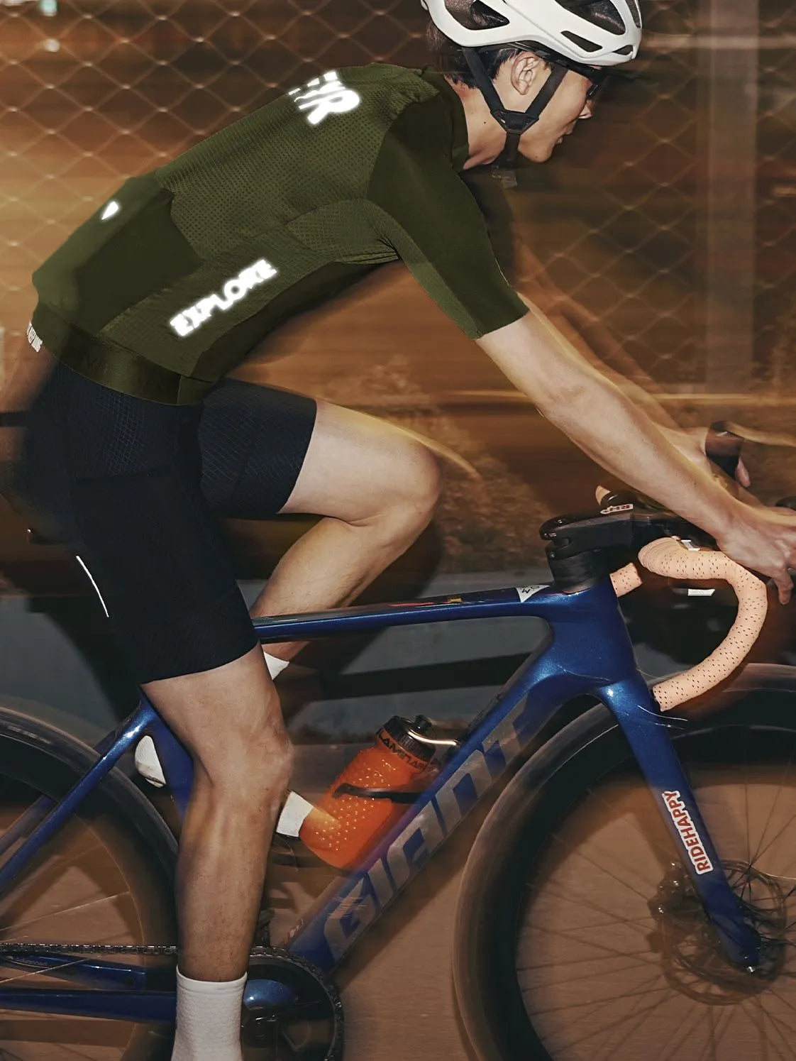 Cycling apparel shown in real riding context