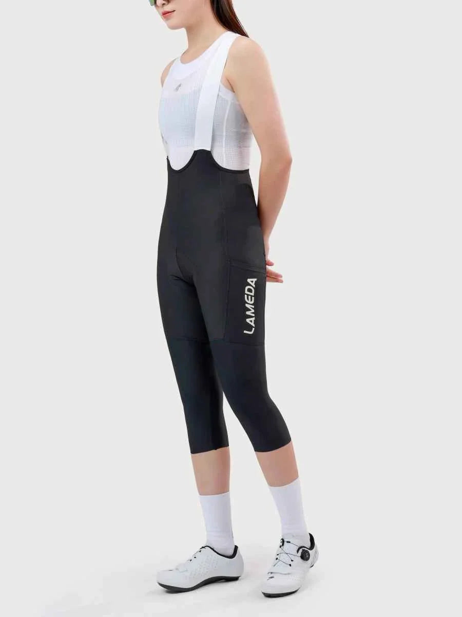 Aero Women Cycling Bib Pants 3/4 Capris - Black