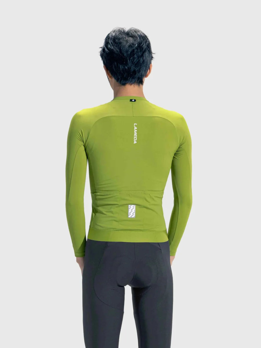 Azure Flow Men Cycling Long Sleeve Jersey - Grass Green