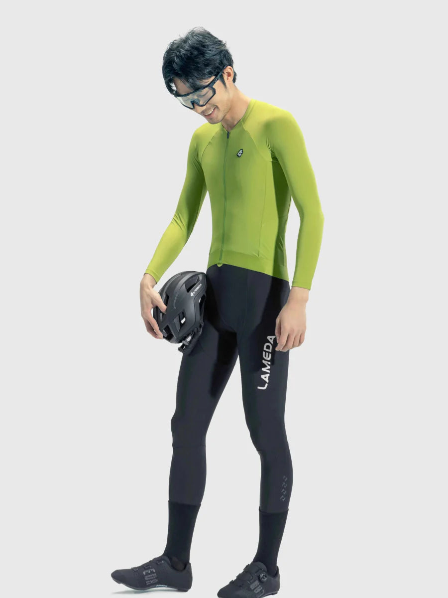 Azure Flow Men Cycling Long Sleeve Jersey - Grass Green