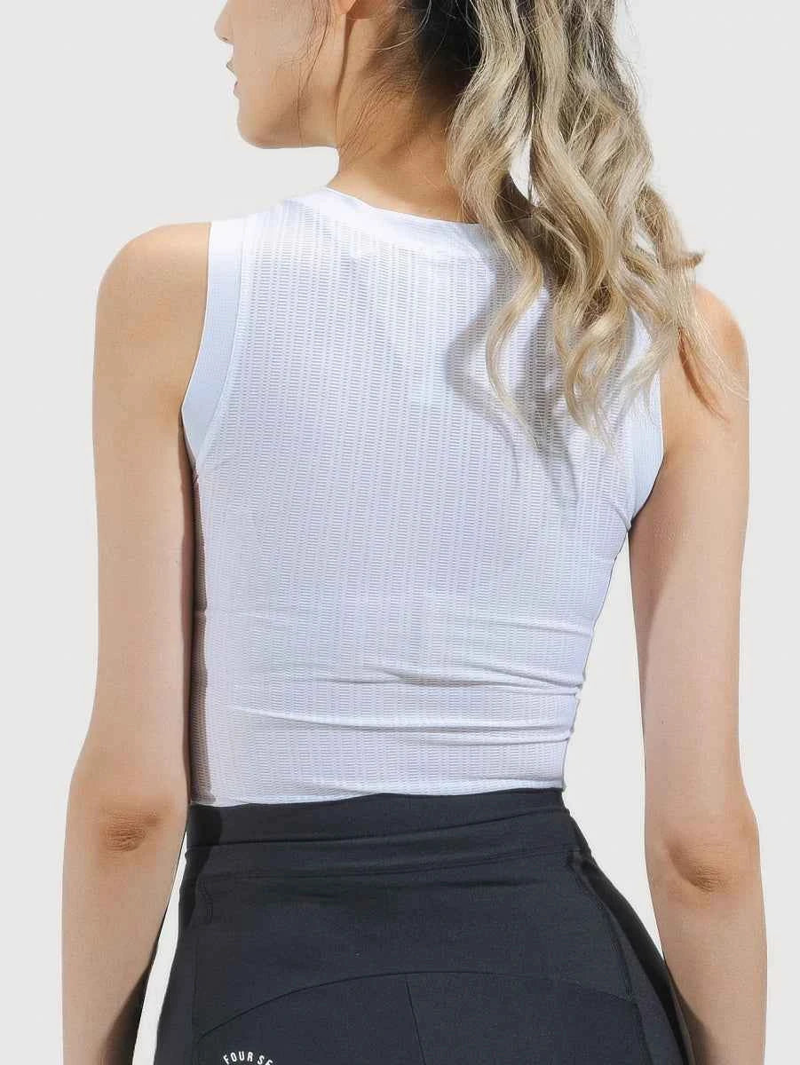 Clouds Women Cycling Base Layer Vest - White
