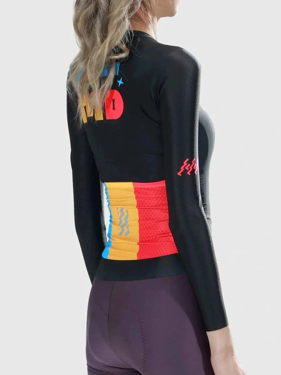 Enchanting Women Cycling Jersey Long Sleeve - Black
