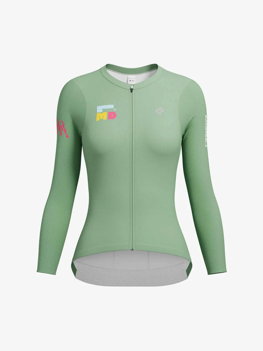 Enchanting Women Cycling Jersey Long Sleeve - Green