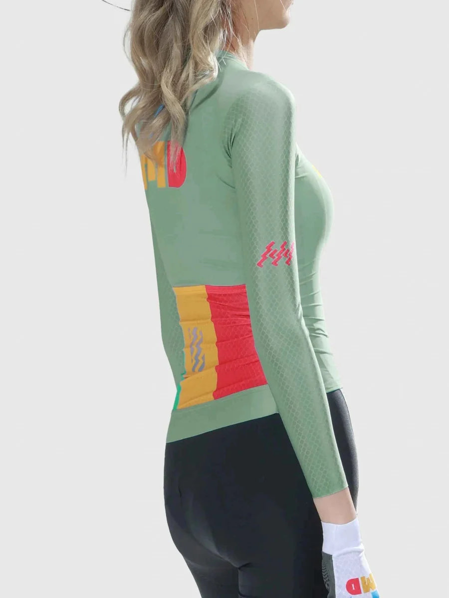 Enchanting Women Cycling Jersey Long Sleeve - Green
