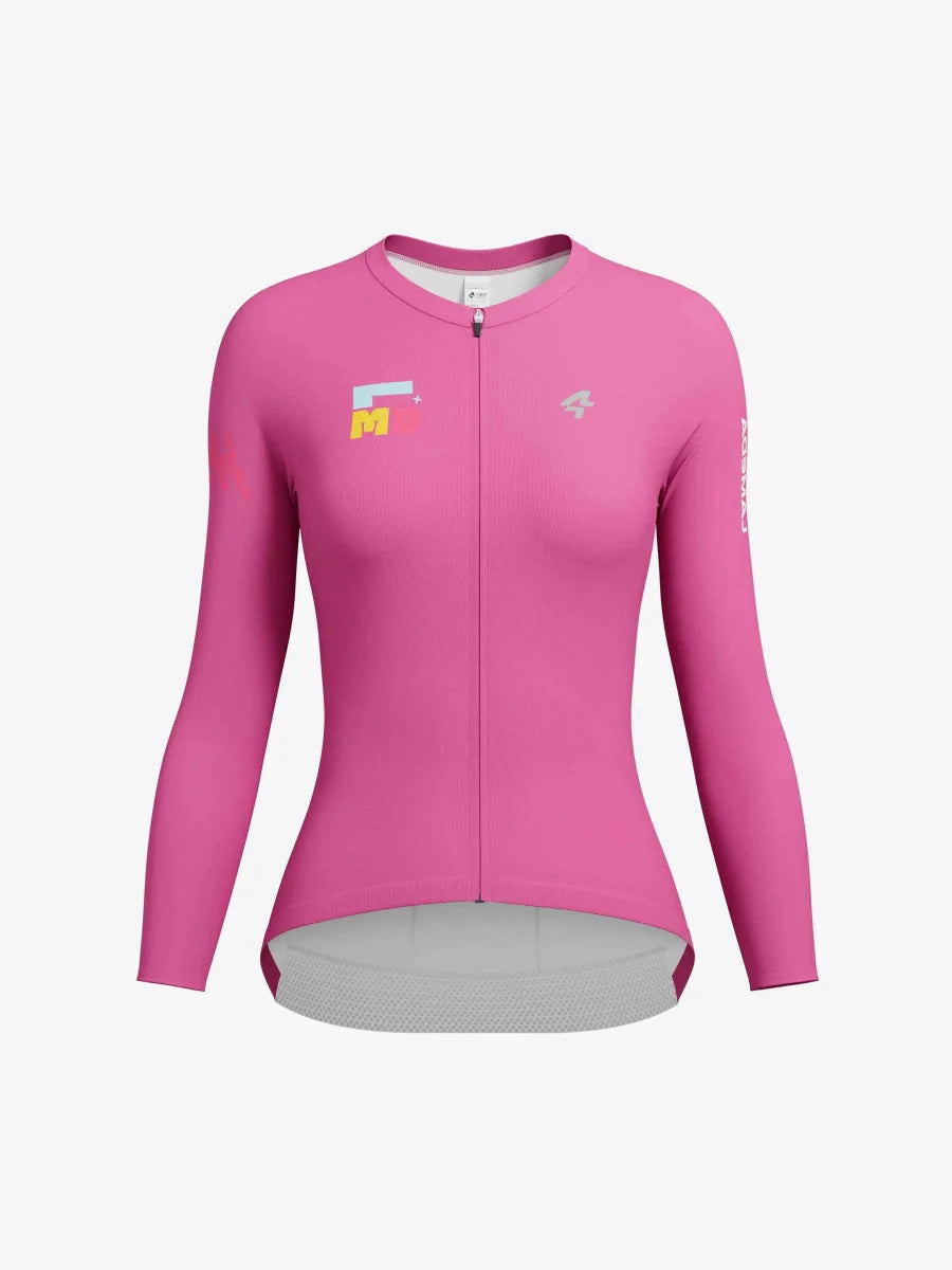 Enchanting Women Cycling Jersey Long Sleeve - Pink