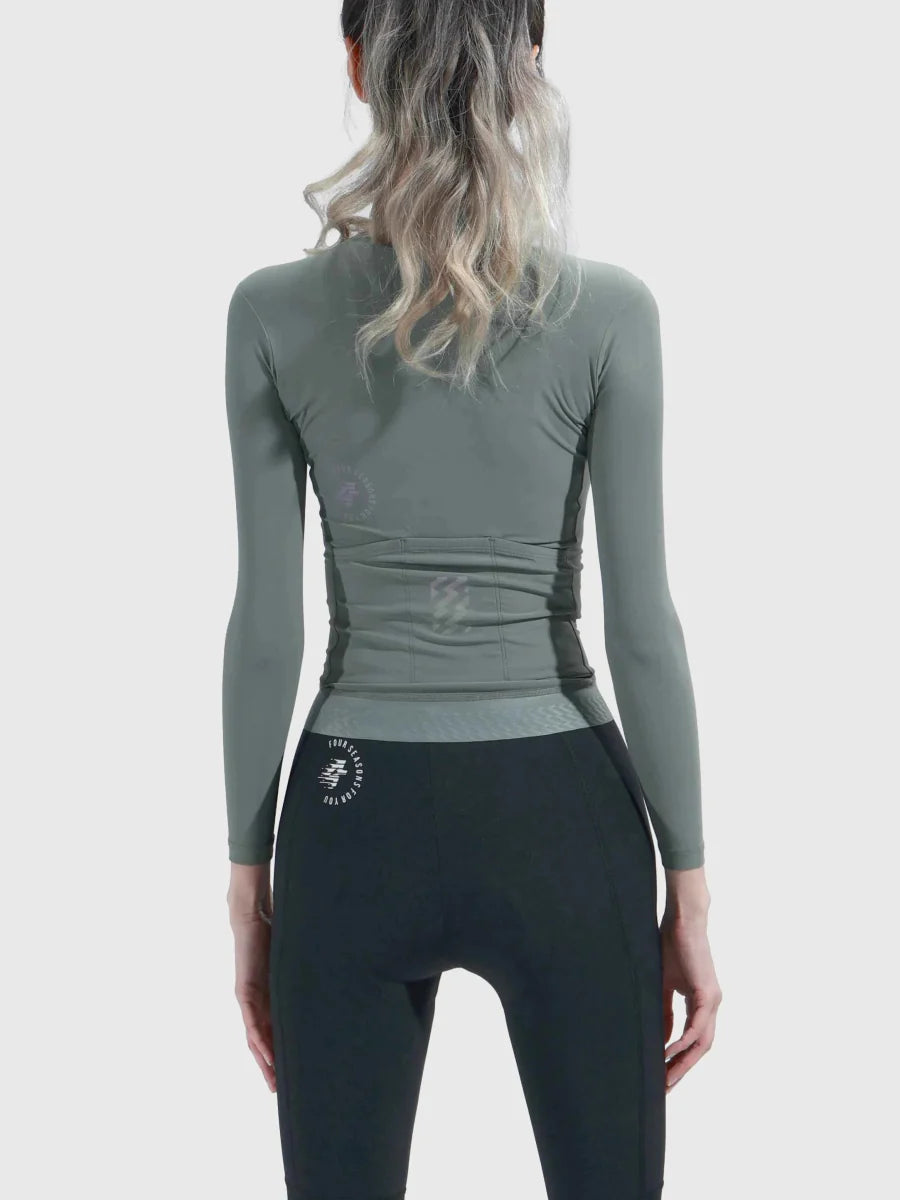 Ethereal Woman Cycling Jersey Long Sleeve - Gray Olive