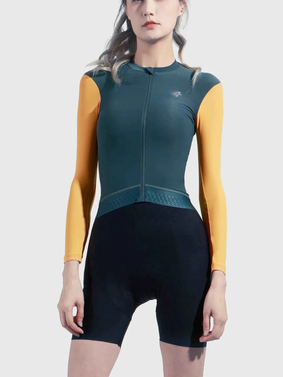 Ethereal Woman Cycling Jersey Long Sleeve - Teal Blend