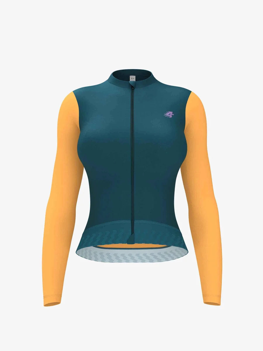 Ethereal Woman Cycling Jersey Long Sleeve - Teal Blend
