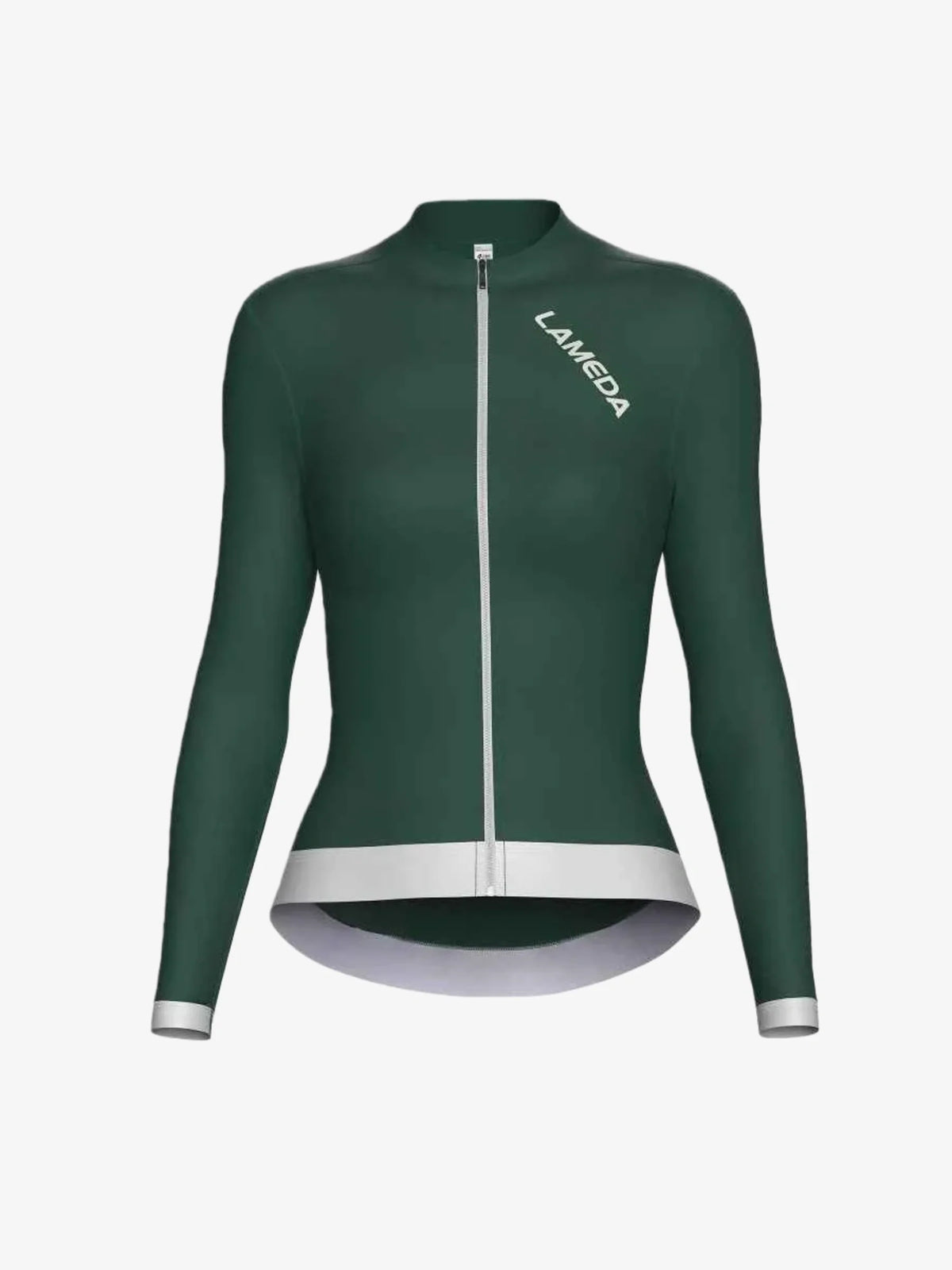 Freeze women’s fleeced thermal jersey in dark green with long sleeves white zipper trim and Lameda brand logo