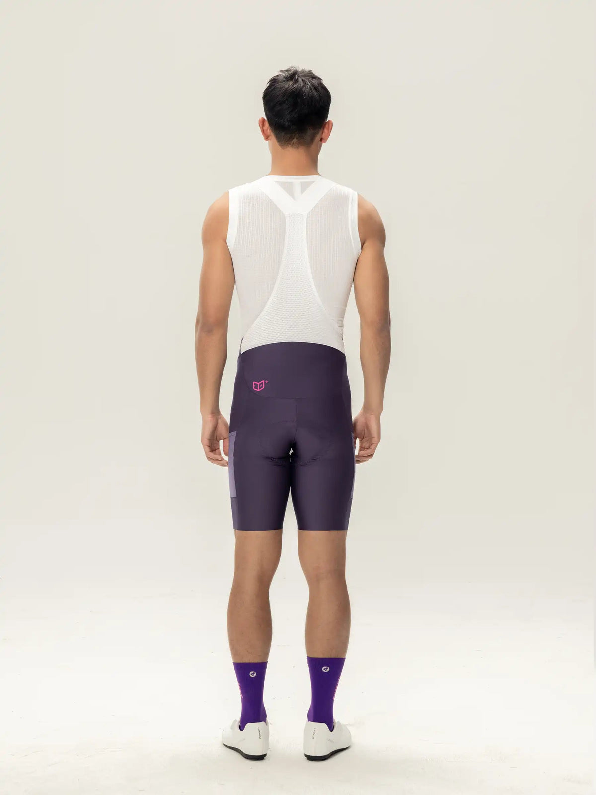 Heart Feather Men's Bib Shorts - Purple back view