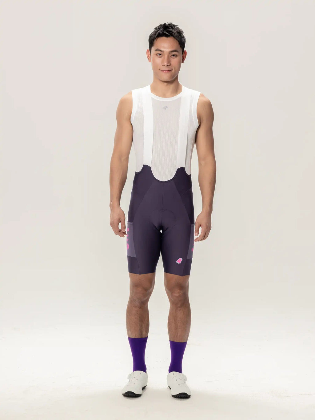 Heart Feather Men's Bib Shorts - Purple front view