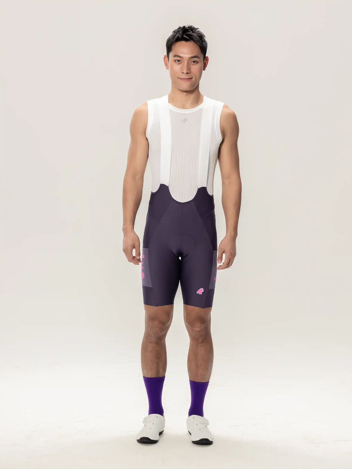 Heart Feather Men's Bib Shorts - Purple front view