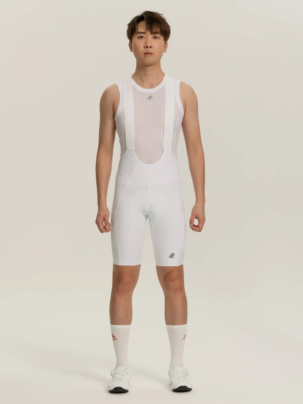 Heart Feather Men's Bib Shorts - White front view
