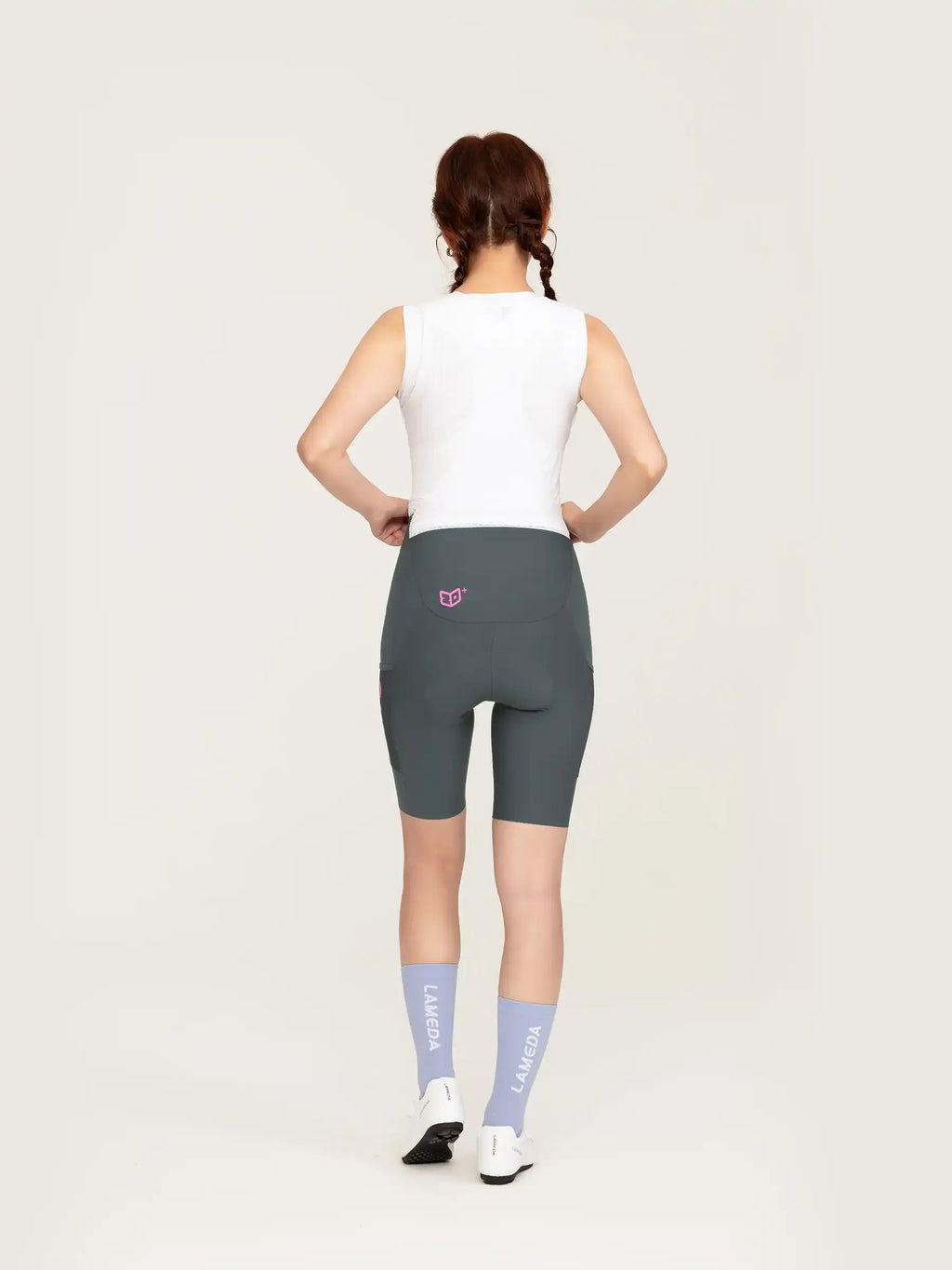 Heart Feather Women's Bib Shorts - Deep Gray back view