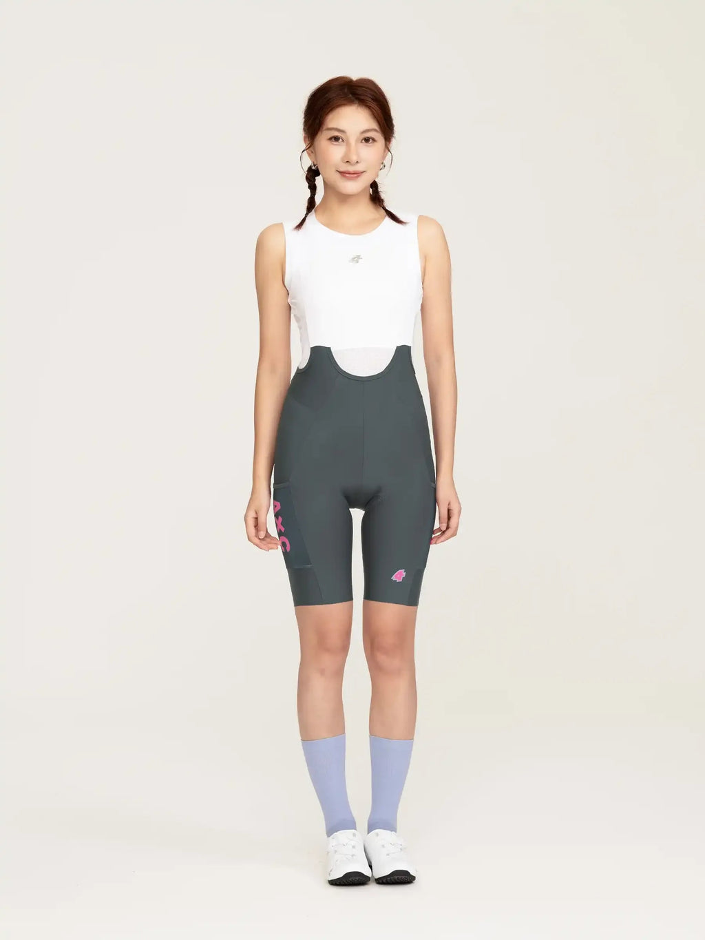 Heart Feather Women's Bib Shorts - Deep Gray front view