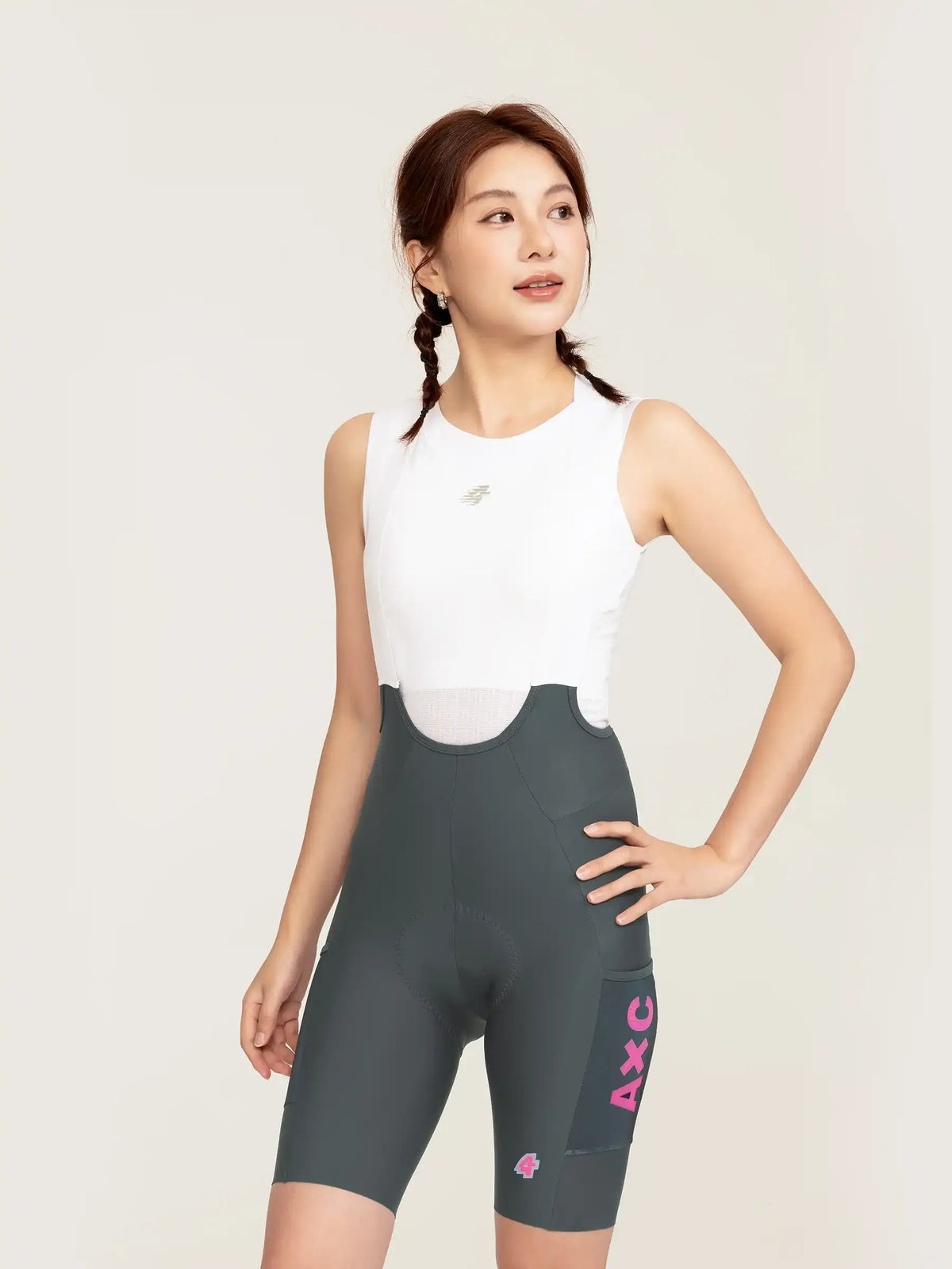 Heart Feather Women's Bib Shorts - Deep Gray side view