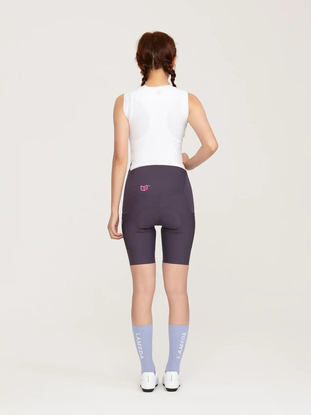 Heart Feather Women's Bib Shorts - Purple back view