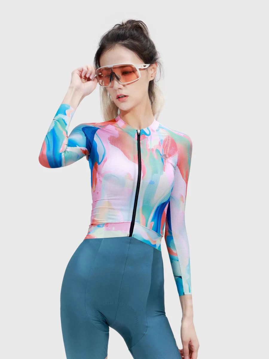 Hue Women Cycling Jersey Long Sleeve - Smoky Blue