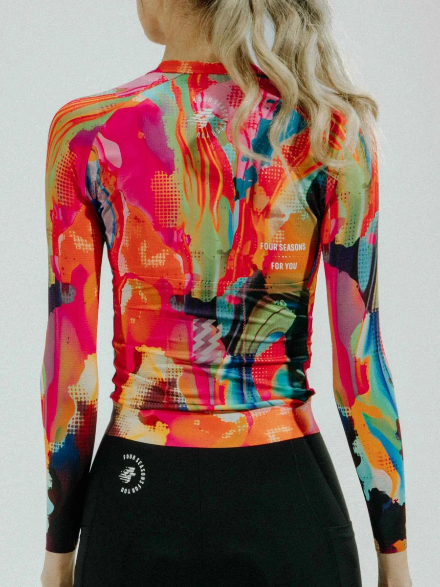 Hue Women Cycling Jersey Long Sleeve - Smoky Red
