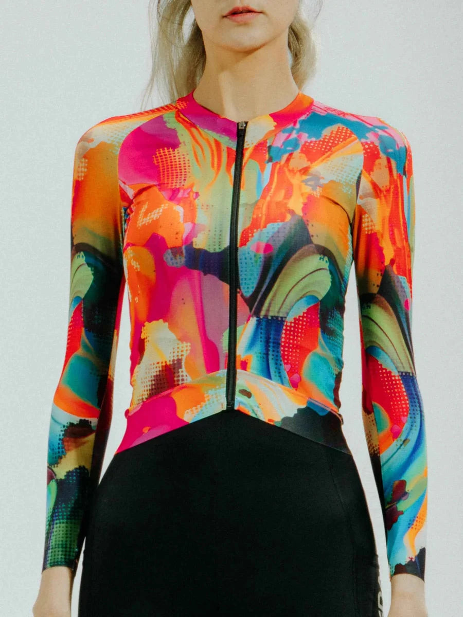 Hue Women Cycling Jersey Long Sleeve - Smoky Red