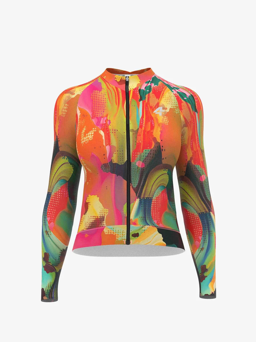 Hue Women Cycling Jersey Long Sleeve - Smoky Red