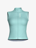 Nova women’s cycling windproof vest in light teal made from recycled polyester sorona t800 yarn with a full zipper