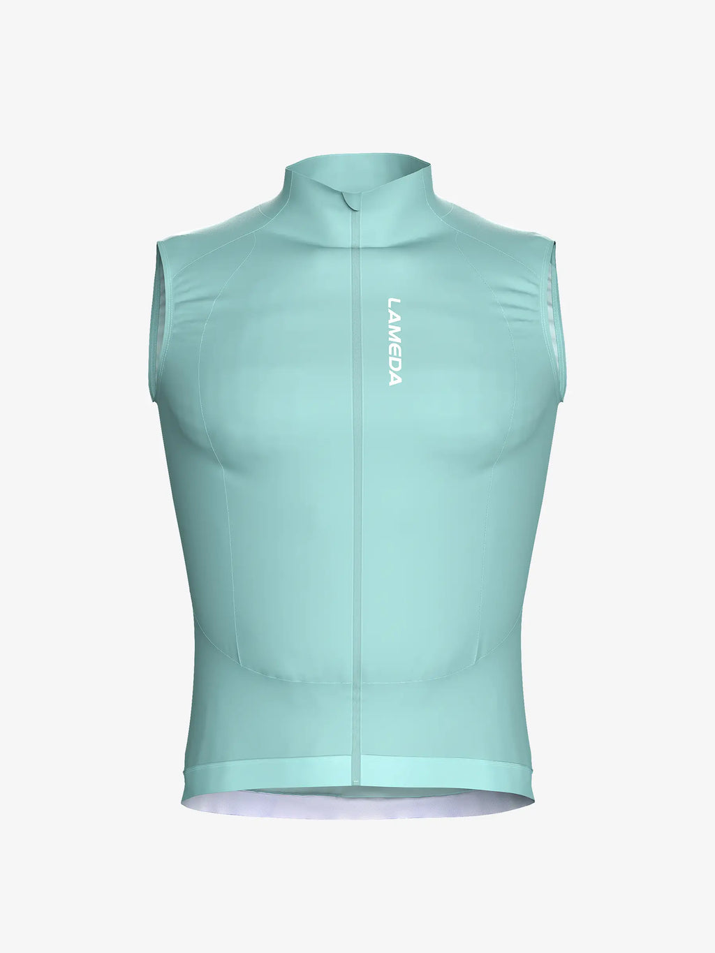 Nova mens cycling vest in light mint green made with sorona t800 yarn recycled polyester designed as a cycling windproof vest