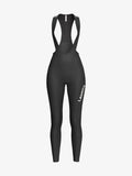 Black lameda basic thermal women’s bib tights with brushed fleece lining and white branding on the leg front view