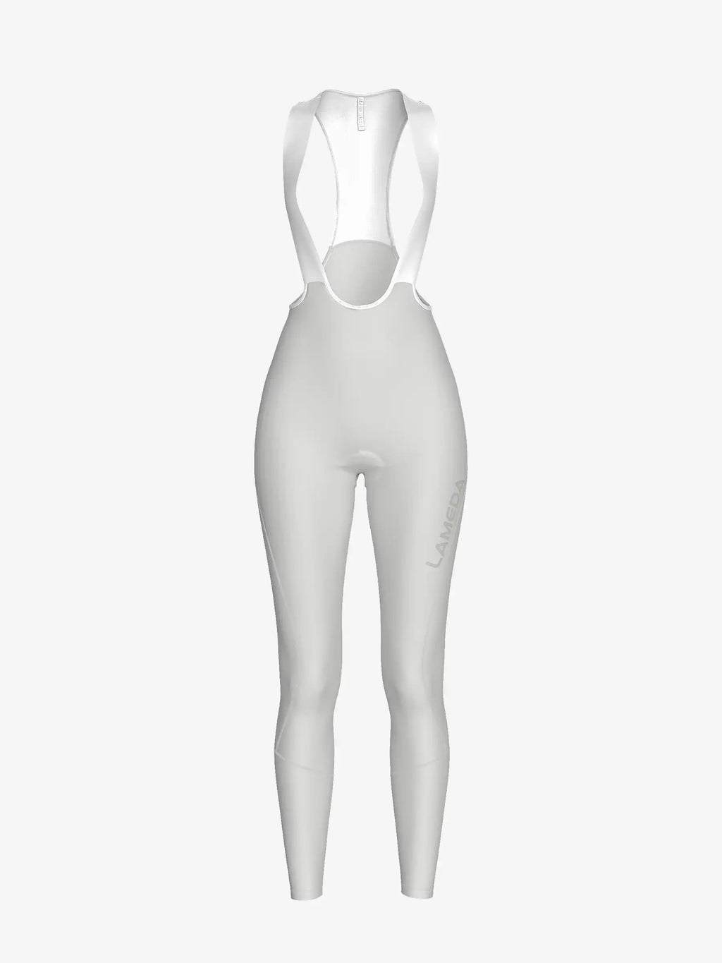 White women’s bib tights t462 with brushed fleece lining and subtle logo on the leg for thermal cycling comfort