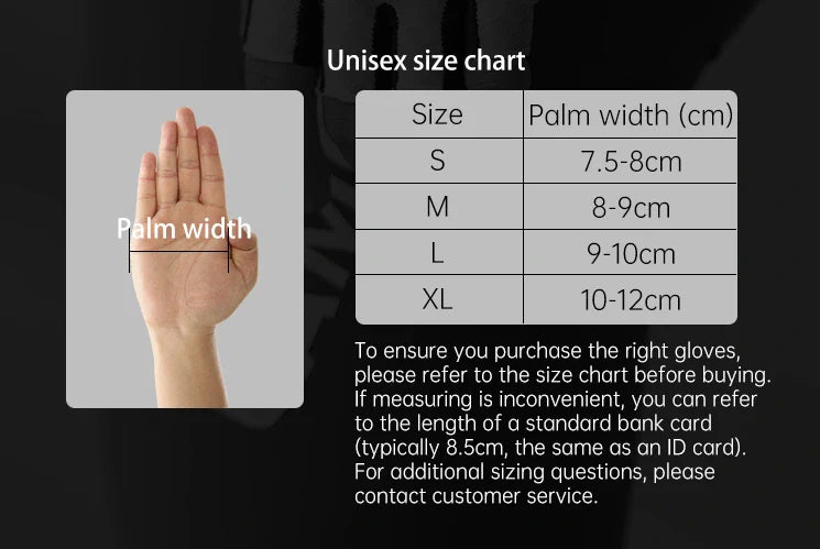 LMD Bike Gloves - Size chart