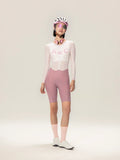 Lameda A*C women cycling skinsuit long sleeves in pink and white with mesh panels and fitted design