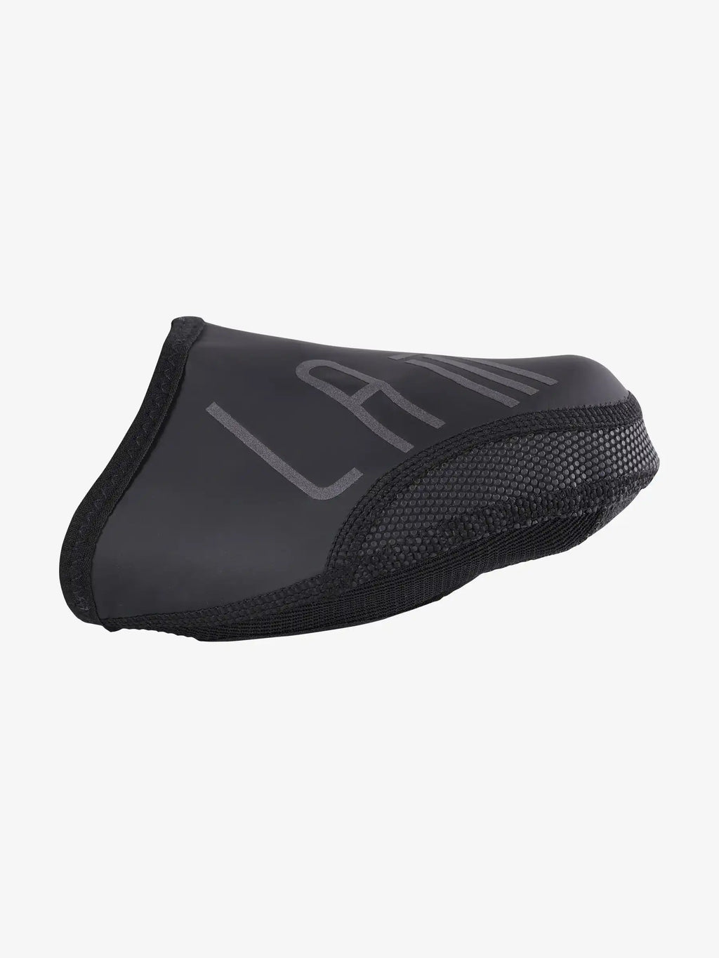 Black lamm cycling shoe toe caps with smooth sleek design and mesh panel for windproof cycling shoe breathability