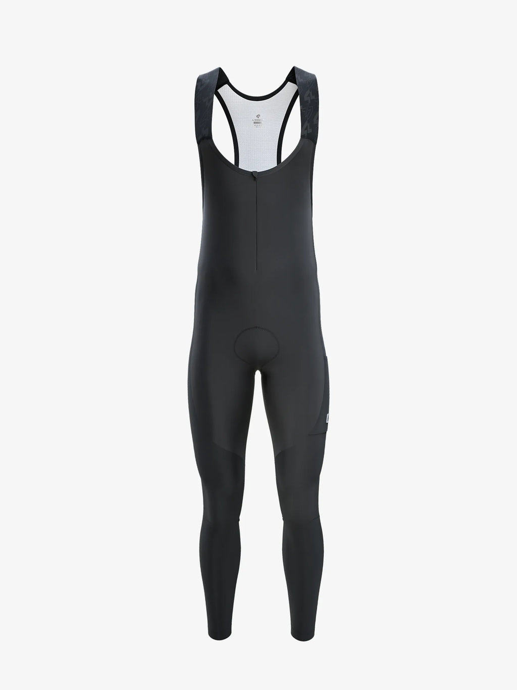 Spear men’s thermal fleeced black bib tights with sleek fit and subtle white trim along shoulder straps