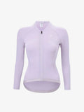 Lavender lameda women’s cycling jersey with full zipper, moisture-wicking fabric, anti-slip hem, and subtle brand logo