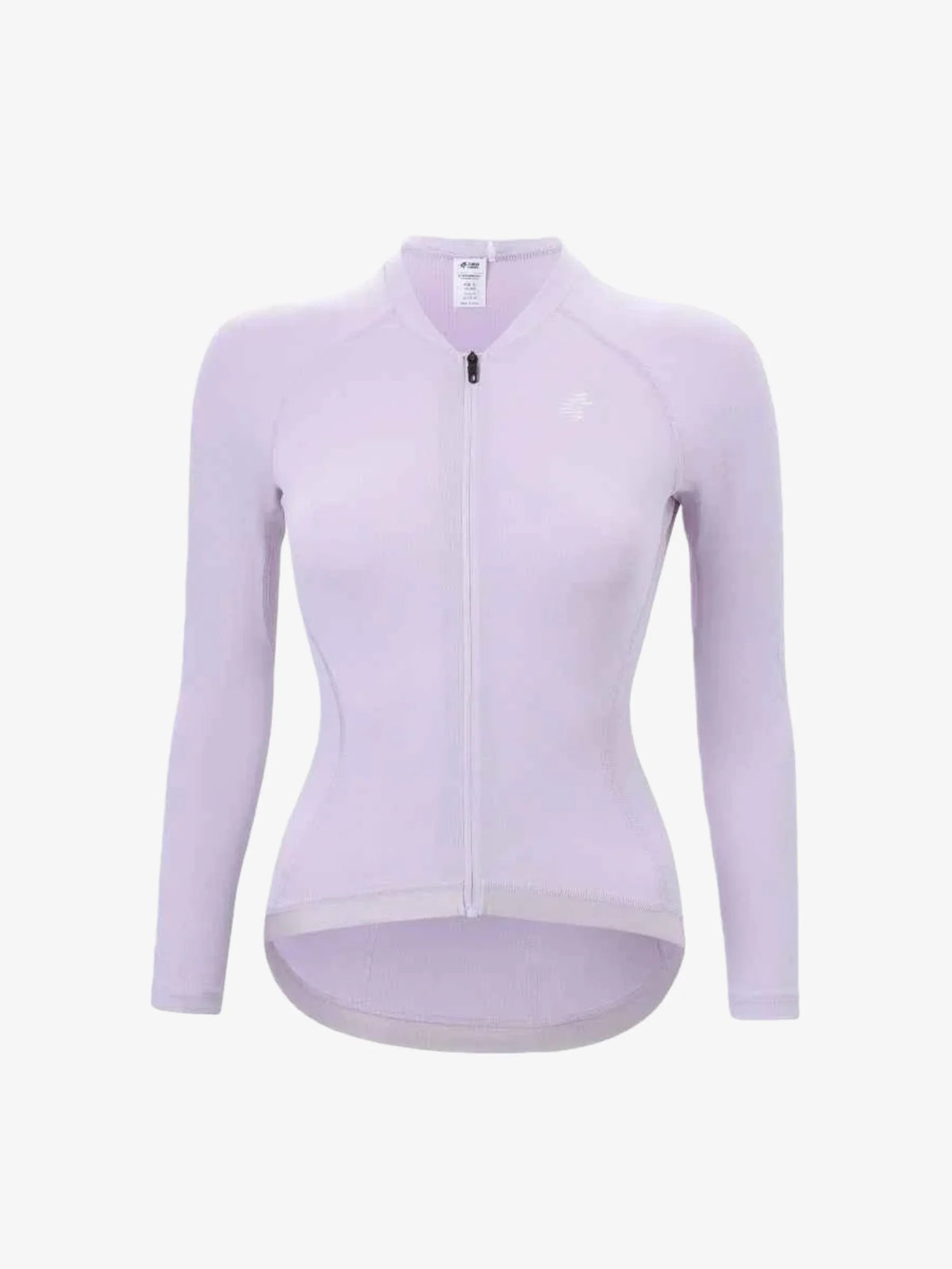 Lavender lameda women’s cycling jersey with full zipper, moisture-wicking fabric, anti-slip hem, and subtle brand logo