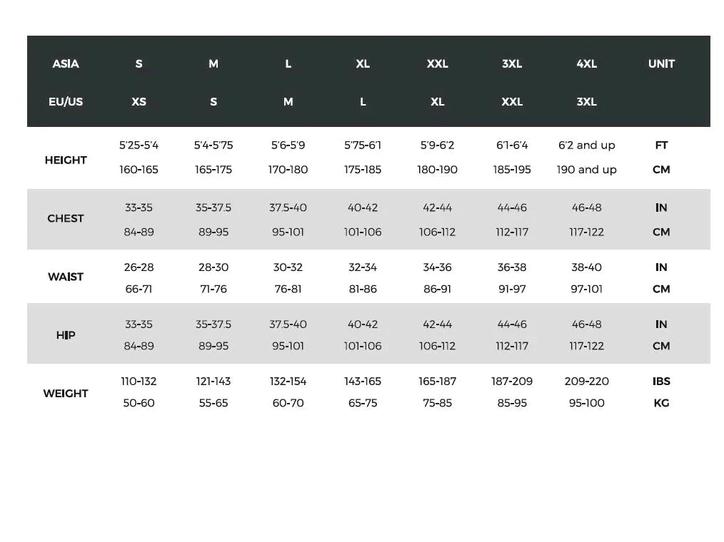 Lameda 21st Anniv. Special Men's Bib Shorts - Size chart