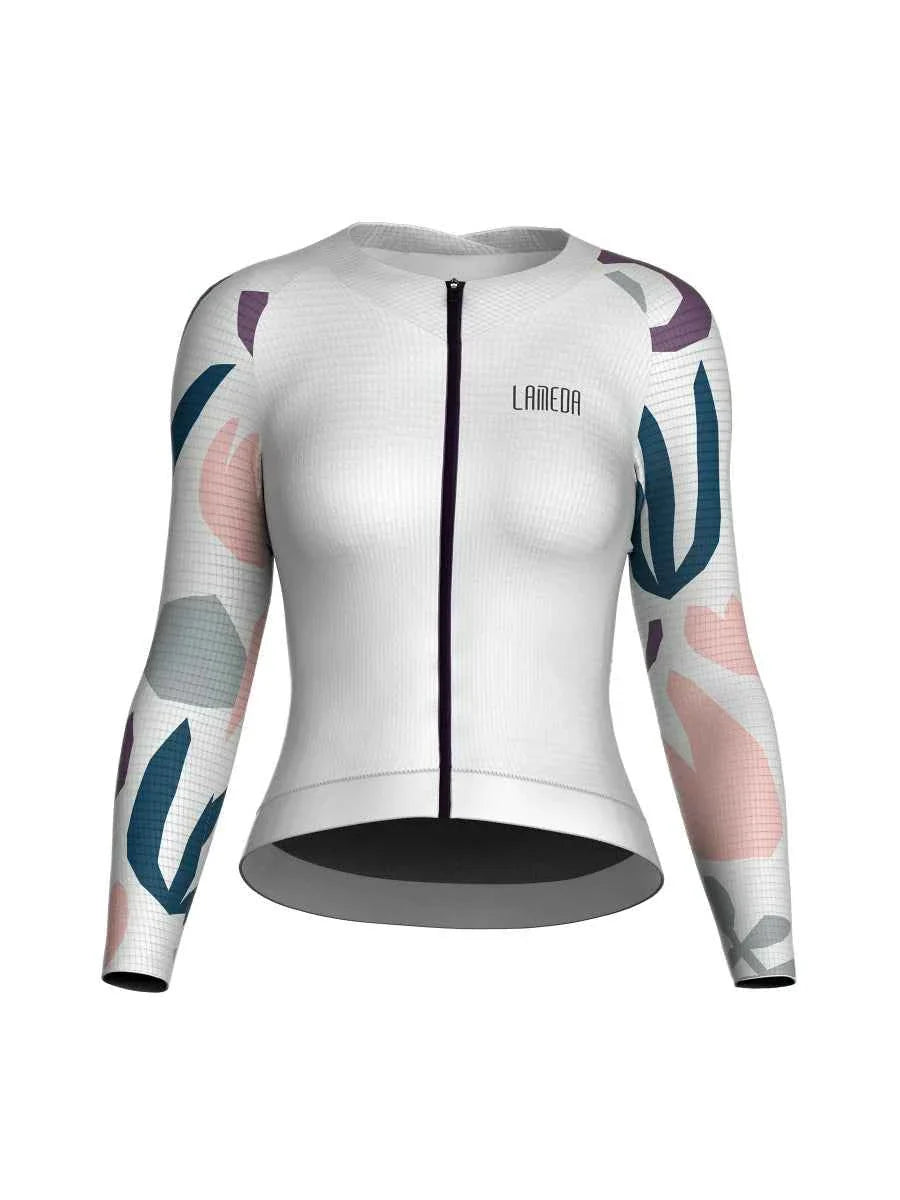 Neon Women Cycling Jersey Long Sleeve - Birch White