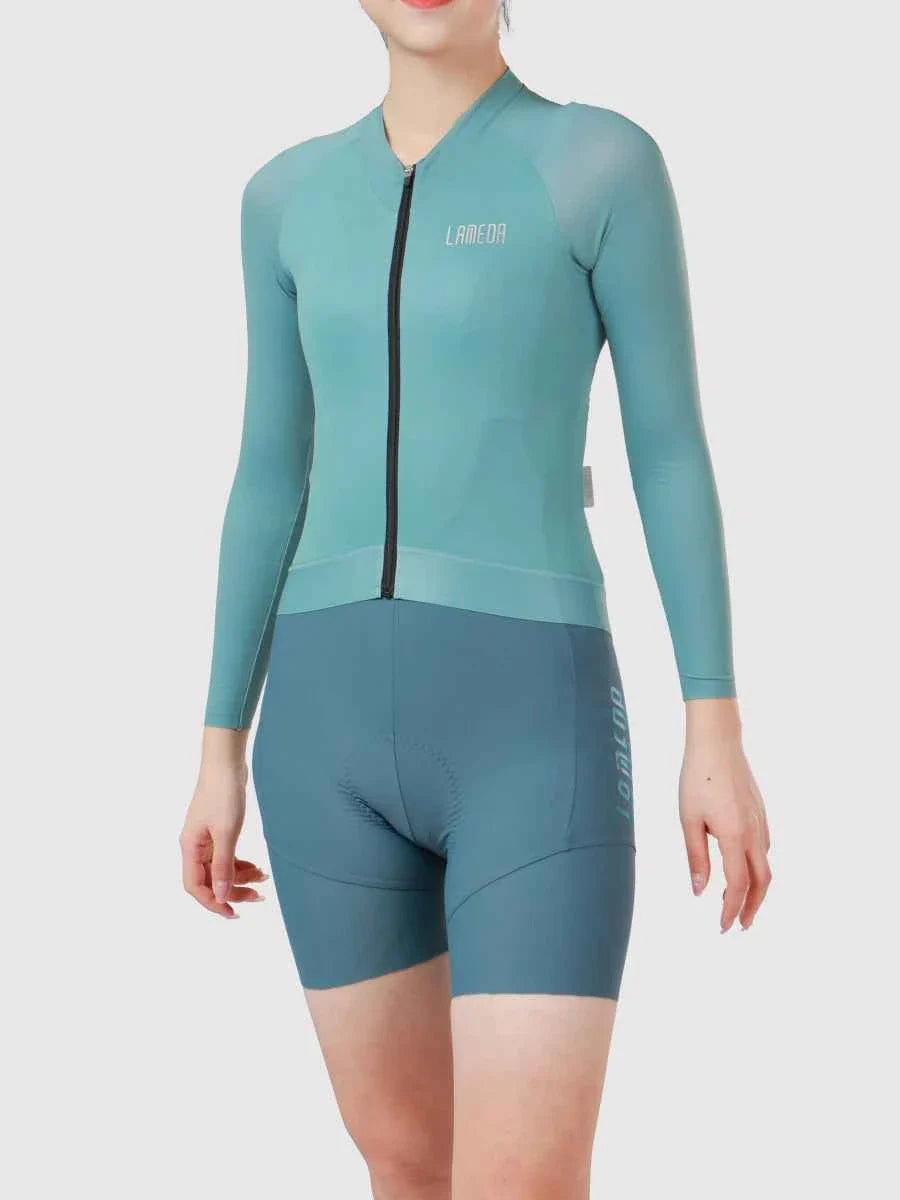 Neon Women Cycling Jersey Long Sleeve - Neon Green