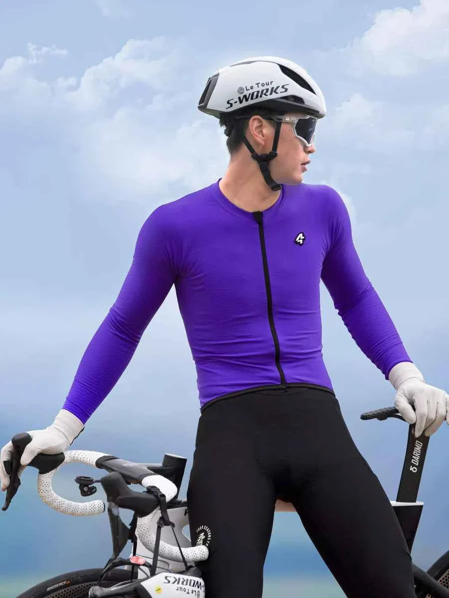 Purple polar night men’s fleeced thermal jersey with long sleeves black zipper and white lameda polar night logo on chest