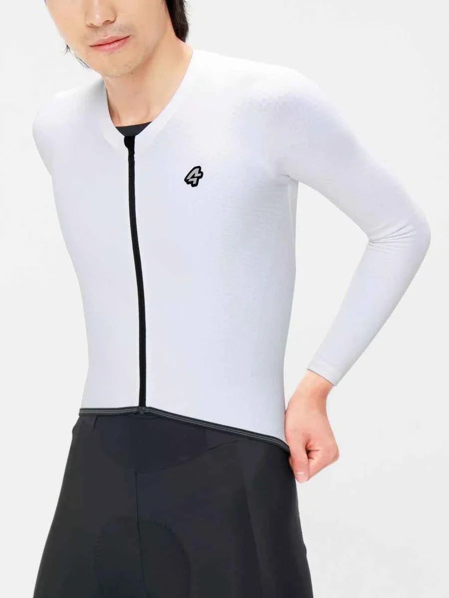 White lameda polar night mens fleeced thermal jersey with long sleeves black zipper and subtle chest logo