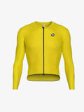 Bright yellow polar night men’s fleeced thermal jersey with long sleeves, black zipper, and subtle chest logo