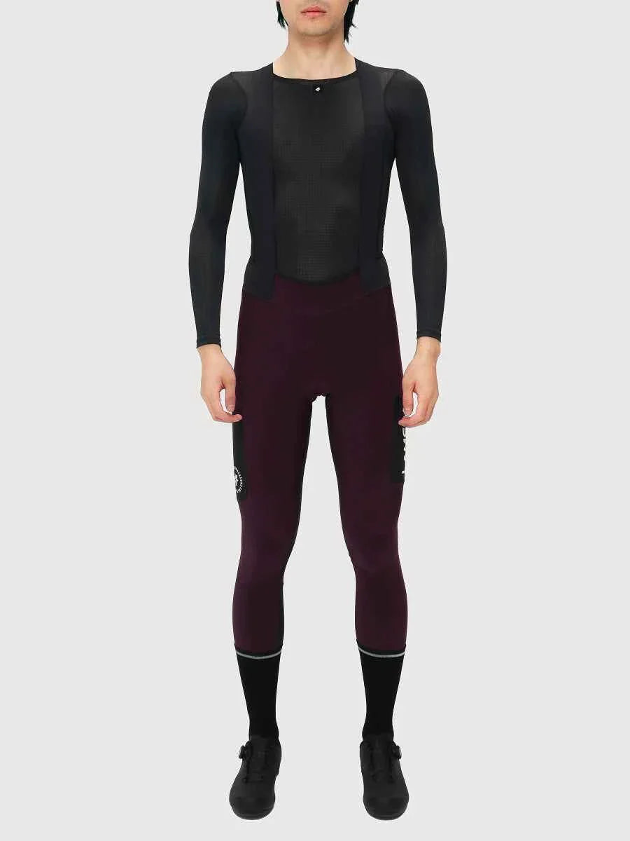 Pro Men's Thermal Fleeced Bib Tights S441 - Purple Black