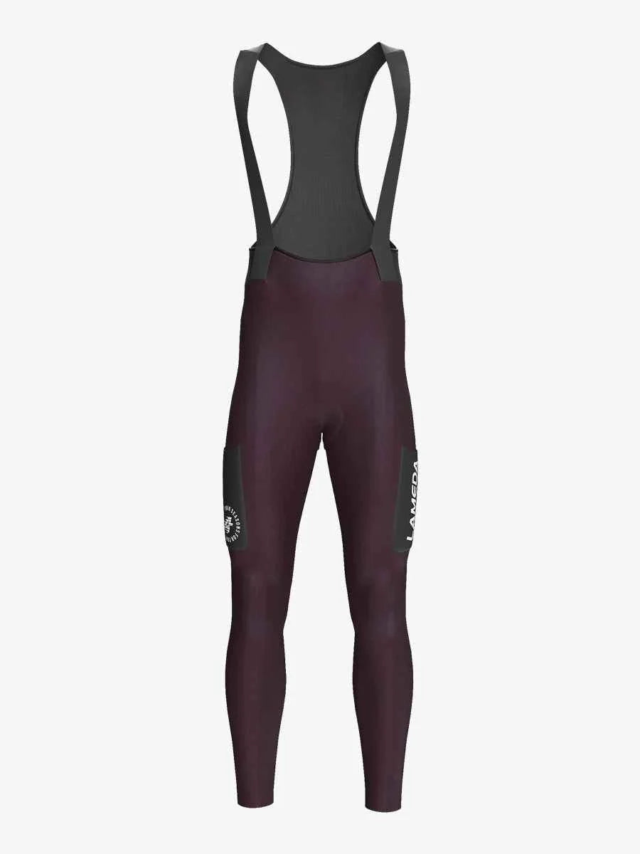 Pro Men's Thermal Fleeced Bib Tights S441 - Purple Black