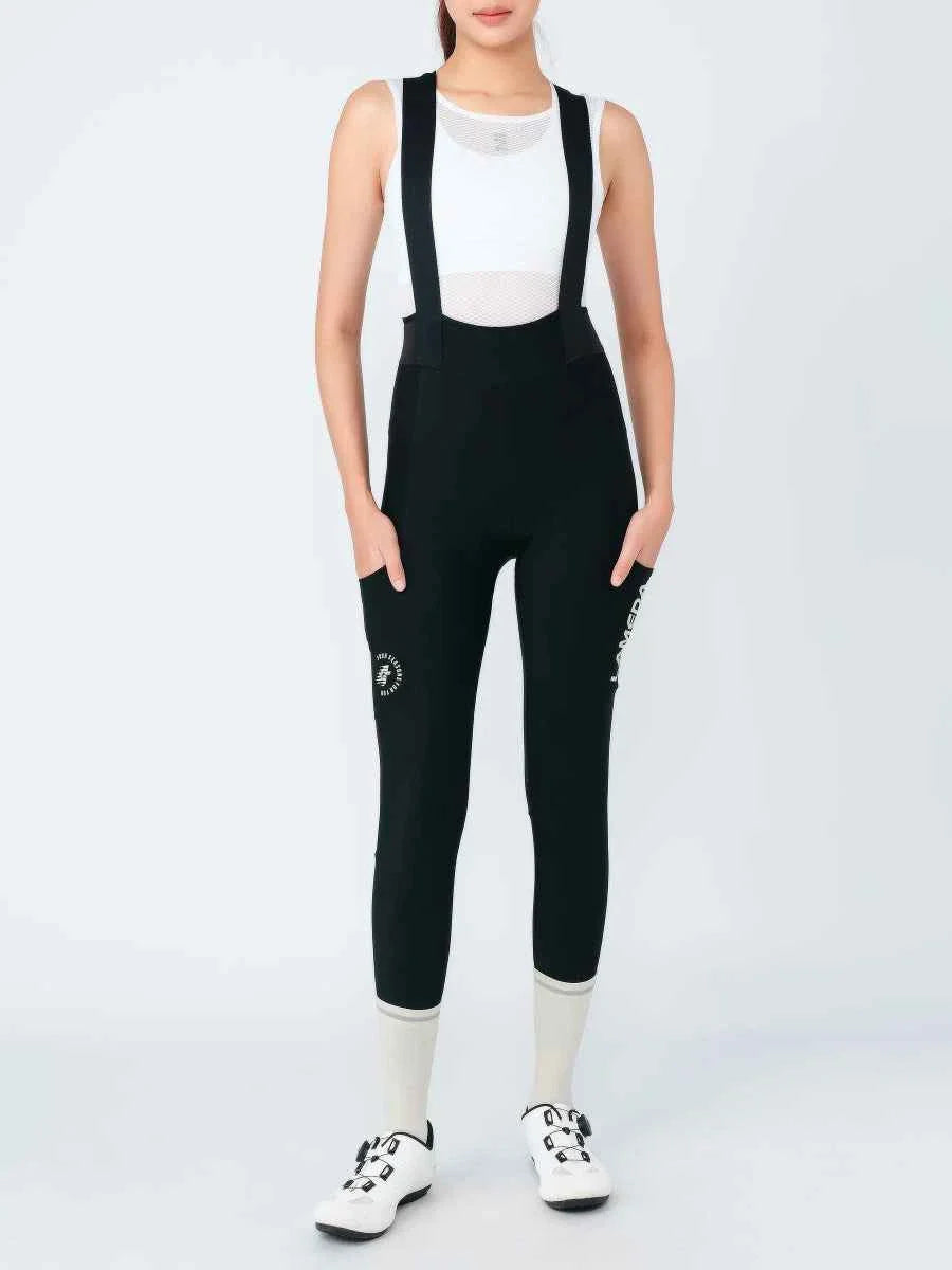 Pro Women's Thermal Fleeced Bib Tights S469 - Black