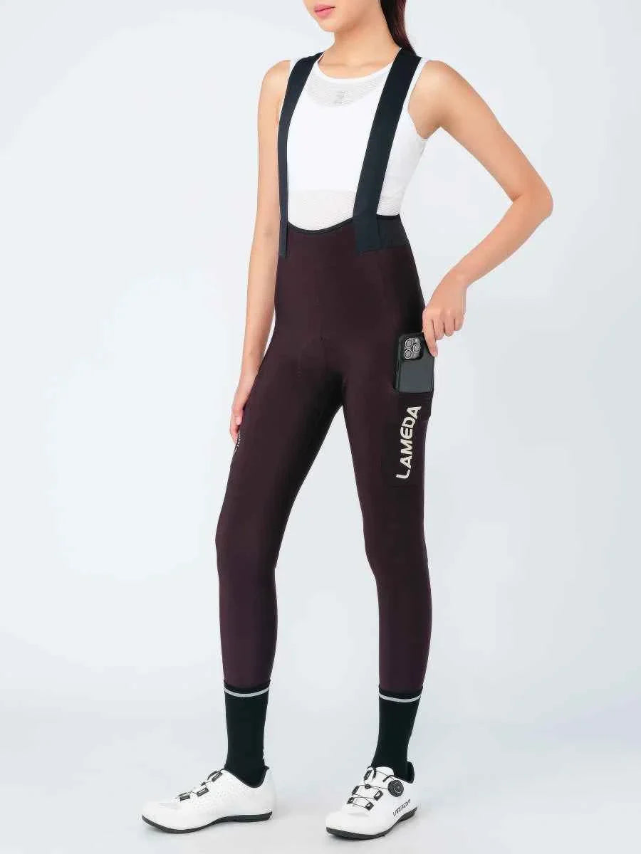Pro Women's Thermal Fleeced Bib Tights S469 - Purple