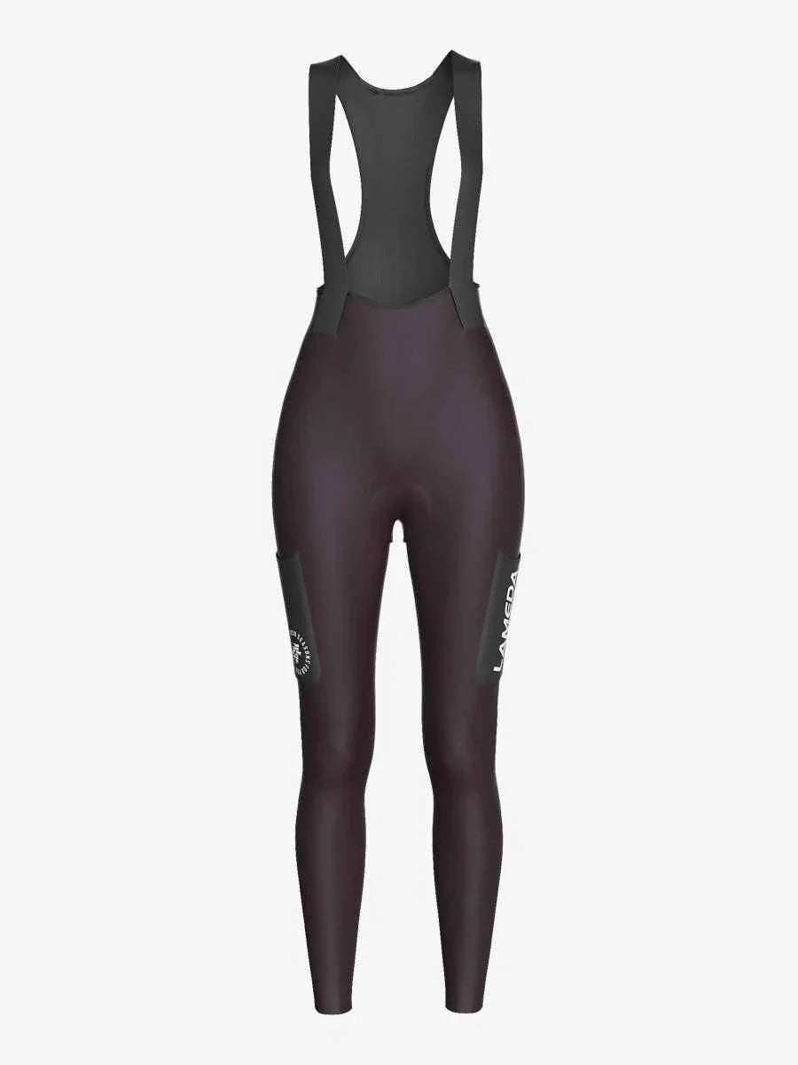 Pro Women's Thermal Fleeced Bib Tights S469 - Purple Black