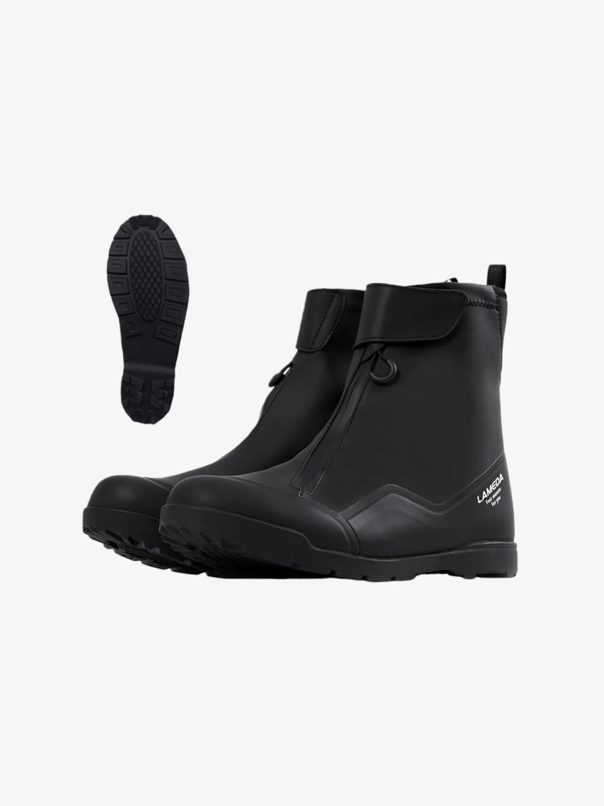 Black rubber ES-05 winter cycling boots with waterproof design and reinforced toe cap for stiffened sole support