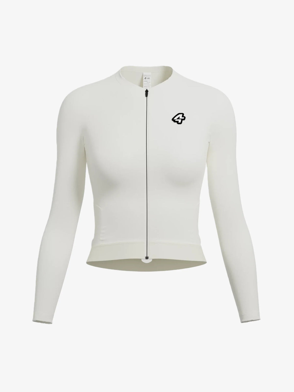 Ripple grace women’s cycling jersey in cream with black zipper, small logo, and anti-slip hem for secure fit